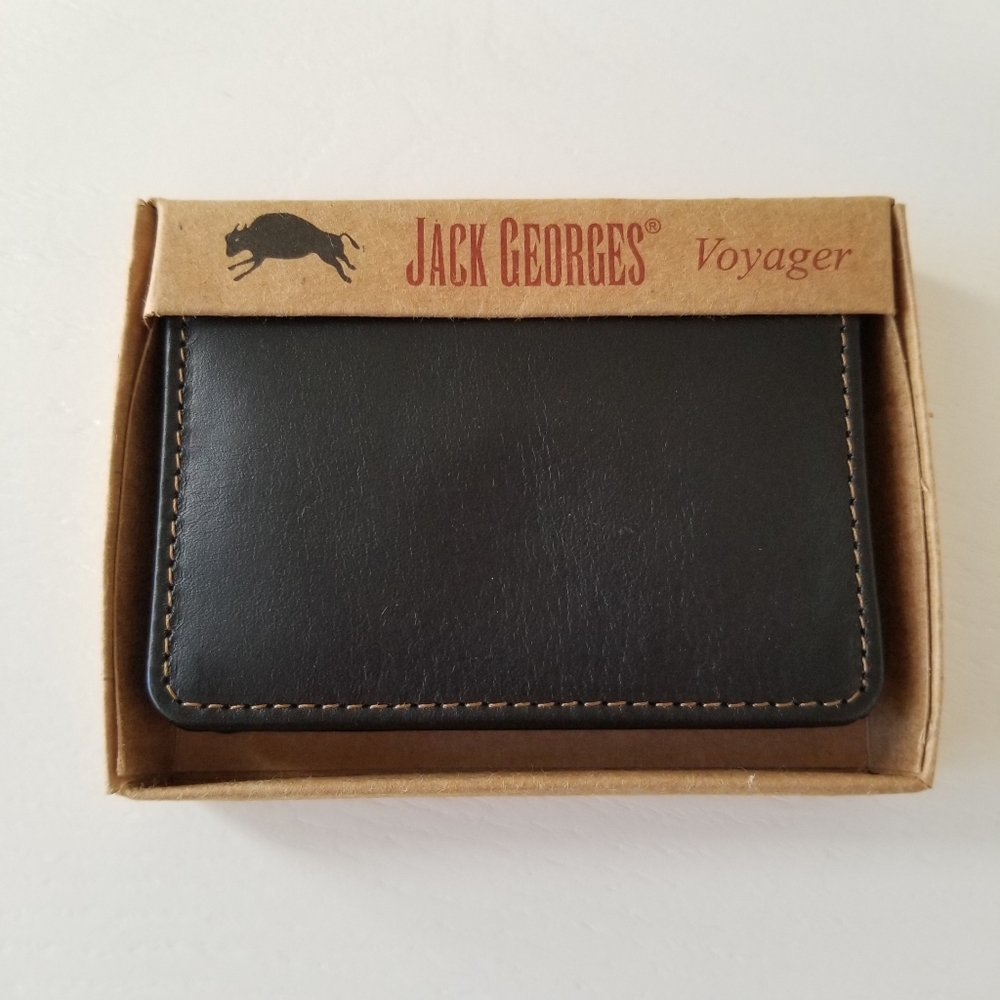 Jack Georges Business Card Holder RFID Voyager Collection Buffalo Leather New